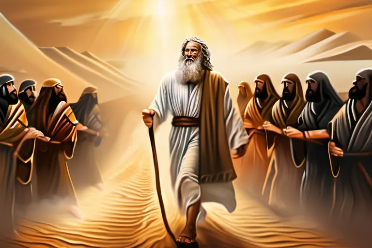 A powerful image of Moses leading the Israelites out of Egypt, symbolizing freedom and liberation in Judaism. - Exodus Story Significance Judaism