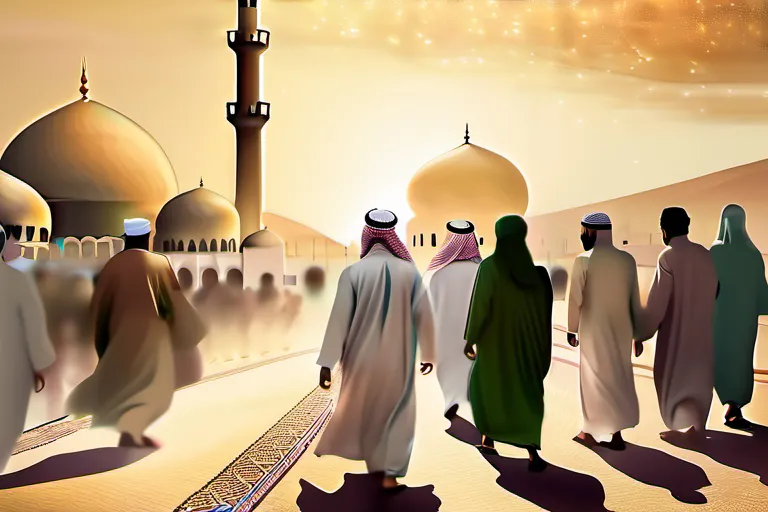 A visually appealing cover image depicting Prophet Muhammad (PBUH) and his followers embarking on their journey from Mecca to Medina. - Hijra in Islam