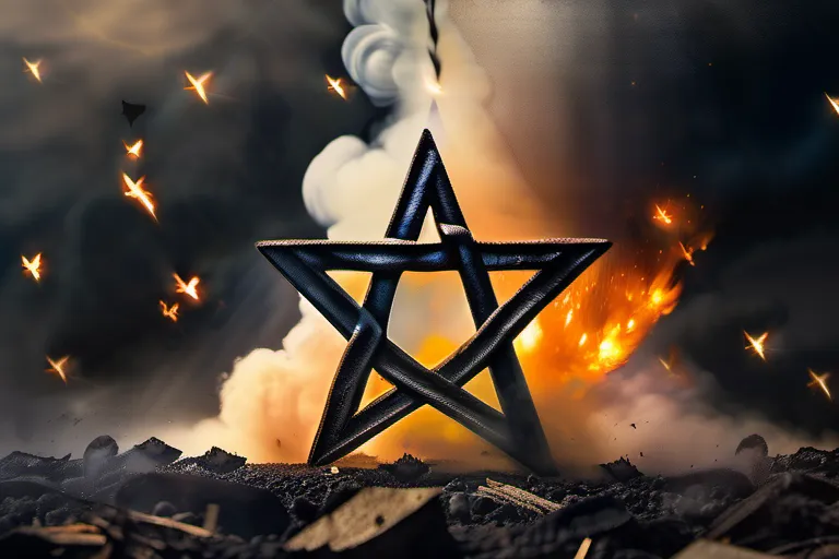 A powerful image depicting a Jewish star against a backdrop of smoke and ashes, symbolizing the destruction caused by the Holocaust. - Holocaust in Judaism