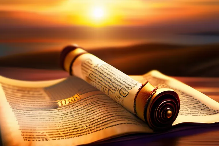 An ancient scroll with the Hebrew letters of the Torah, set against a sunset backdrop - Torah guide