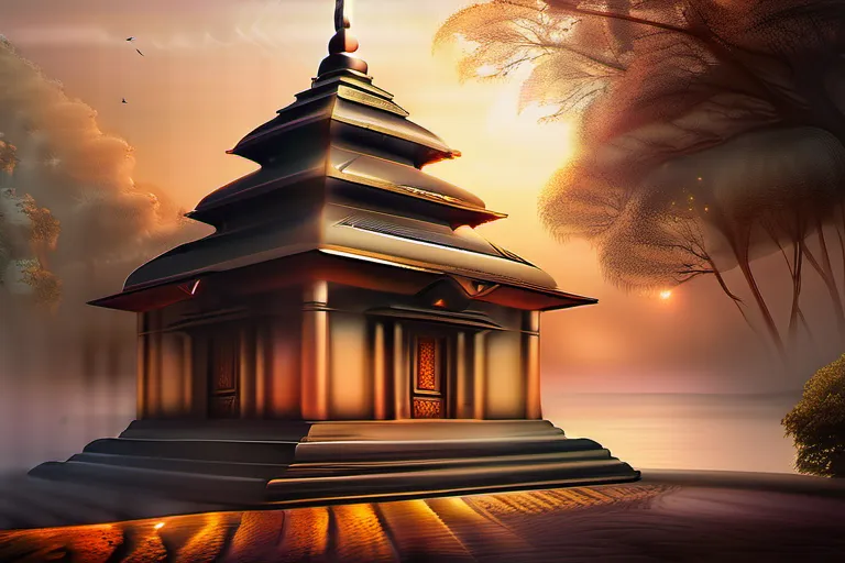 A serene image of a temple or place of worship, symbolizing the divine presence at the heart of theism. - theism