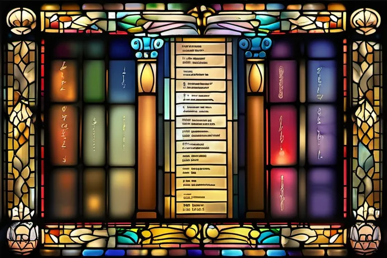 A stained glass window depicting the Ten Commandments, with a focus on the uniqueness of these commandments in Christian belief. - Ten Commandments Unique Christianity