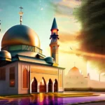 A vibrant image showcasing a mosque and a church side by side, symbolizing the fusion of Christianity and Islam in Chrislam - Chrislam