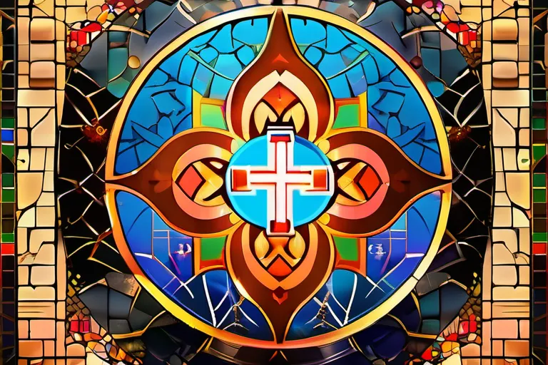 A vibrant, multicultural mosaic with religious symbols intertwined, symbolizing the complex relationship between culture and religion. - culture religion uniqueness