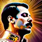 A captivating image featuring a mystical, ethereal representation of Freddie Mercury, symbolizing his spiritual journey and eclectic religious beliefs. - Freddie Mercury Religion