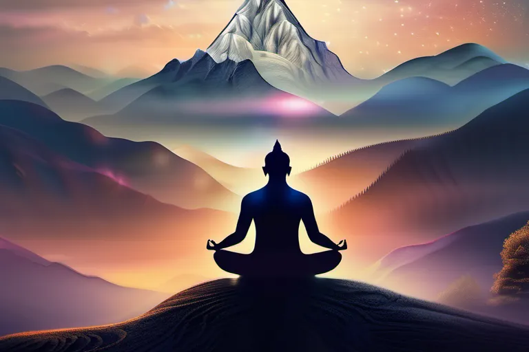 A visually appealing cover image featuring a serene mountain landscape with a figure meditating at its peak, symbolizing spiritual enlightenment. - Dr. Oz beliefs, spirituality, unique aspects