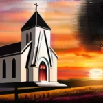 A serene image of a Nazarene church with a vibrant sunset in the background, symbolizing the unique and distinct nature of the faith. - Nazarene Religion