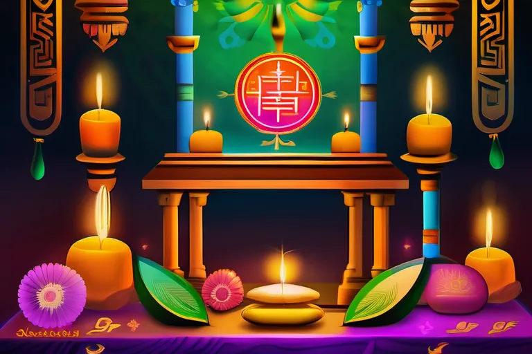 A vibrant and colorful altar adorned with Palo symbols, representing the rich cultural heritage and syncretism of this unique religion. - Palo Religion