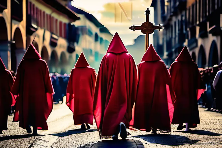 A vibrant image featuring a procession during Semana Santa (Holy Week) in Spain. - Spanish religion, Catholicism, Spain culture