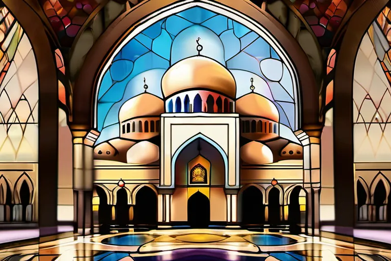 A serene image of a mosque with a stained-glass window depicting Jesus. - Muslim Jesus