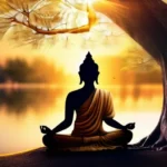 A serene image of a meditating figure under a tree, symbolizing the enlightenment of Buddha. - Buddha