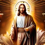 A powerful image of Jesus Christ, surrounded by symbols of his teachings and impact on humanity. - Jesus Christ