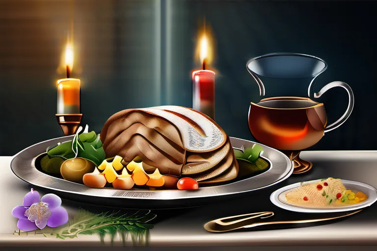 A visually appealing cover image featuring a beautifully arranged Jewish meal with symbols of kosher foods. - Jewish dietary laws