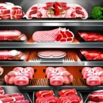 A visually appealing cover image featuring a close-up of a halal meat section with a small portion of pork off to one side, symbolizing the prohibition of pork in Islam. - Muslim dietary laws, Islamic prohibitions, pork consumption