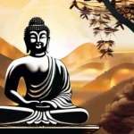 A serene image of a Buddha statue with a background of mountains and trees, symbolizing the journey towards enlightenment and the role of suffering in that process. - Four Noble Truths