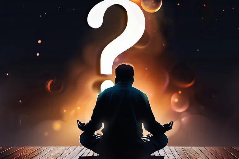 An image depicting a person in deep prayer, with a thought bubble containing a question mark. - Christian prayer