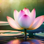 A serene image of a lotus flower blooming amidst water, symbolizing the cycle of birth, death, and rebirth in Hinduism. - reincarnation hinduism