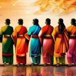 A vibrant image depicting a diverse group of people from various castes peacefully coexisting, symbolizing unity and harmony. - caste system in Hinduism