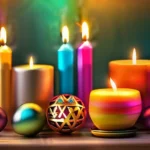 A vibrant image showcasing various Jewish holidays represented by colorful symbols and icons - Jewish holidays