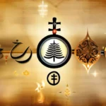 A dynamic image depicting various religious symbols from different faiths blending together to form a timeline, symbolizing the evolution of religious rules. - religious evolution