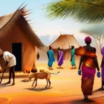 An image depicting a vibrant African village with people participating in religious rituals, symbolizing the richness and importance of African traditional religion. - African Traditional Religion