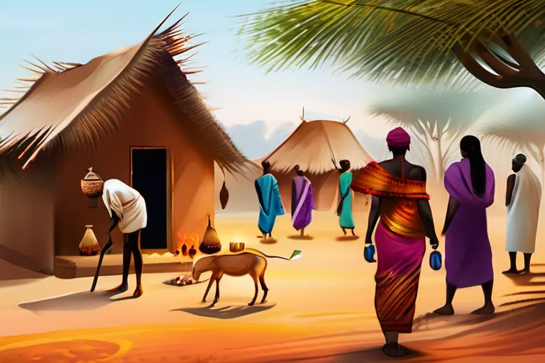 An image depicting a vibrant African village with people participating in religious rituals, symbolizing the richness and importance of African traditional religion. - African Traditional Religion