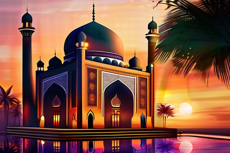 A vibrant mosque at sunset, symbolizing the enduring presence and significance of Islam in the world. - Islam Significance