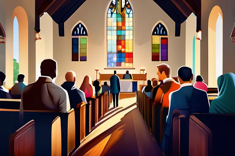 A vibrant image showcasing a diverse group of people gathered in a church, symbolizing the inclusivity and community focus of Methodism. - Methodist religion importance