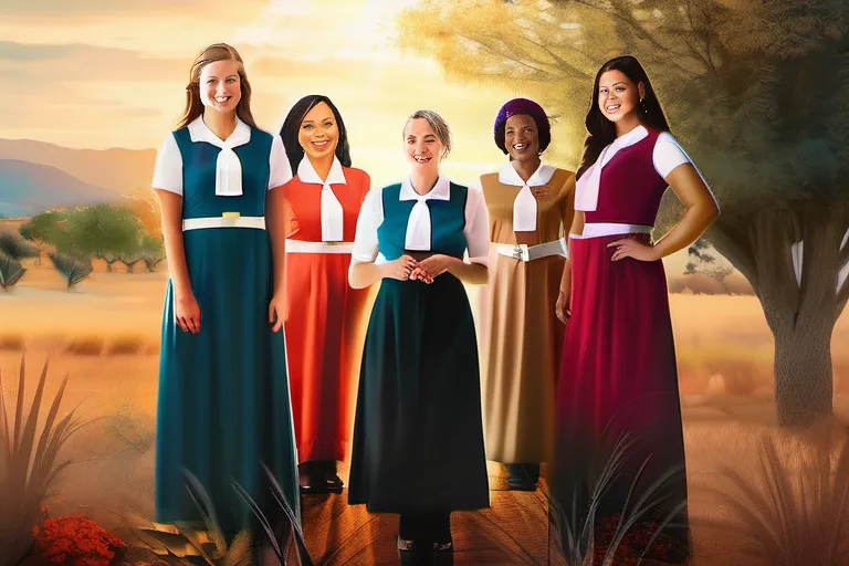 A vibrant image depicting a group of Mormon women in various roles within their community. - Mormon Women, Religion, Faith, Contributions