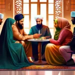 A vibrant, diverse group of people engaged in a lively discussion about Muslim marriage on Reddit - Muslim Marriage Reddit