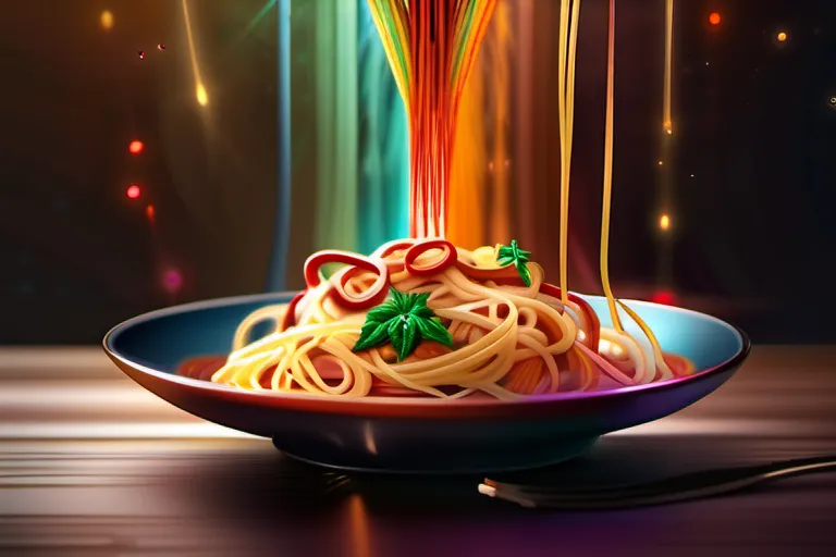 A colorful, intricate spaghetti dish representing the complex nature of religious beliefs. - Religion Importance Society