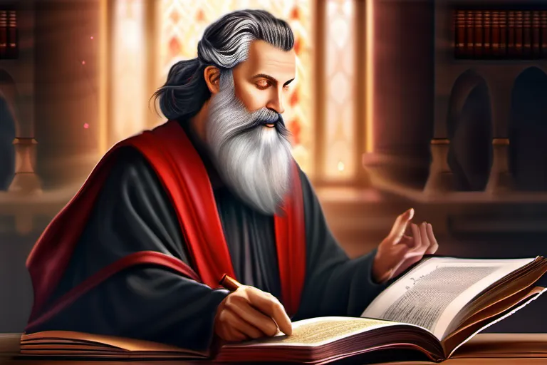 An image depicting a bearded man with scrolls, symbolizing Valentinus as a scholar and teacher. - Valentinus Gnosticism Christianity