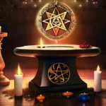 A captivating image featuring a Wiccan altar with symbols representing the eight Sabbats and the Wheel of the Year. - Wicca Religion Importance