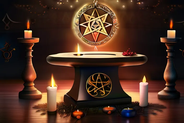 A captivating image featuring a Wiccan altar with symbols representing the eight Sabbats and the Wheel of the Year. - Wicca Religion Importance