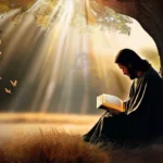 A serene image of a person reading a Bible under a tree, symbolizing the exploration and understanding of the complexities between Old Testament violence and the teachings of Jesus. - Old Testament violence, Jesus, Christianity, reconciliation