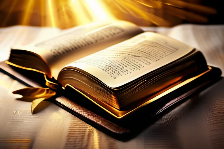 A close-up image of an open Bible with a golden halo around it, symbolizing its divine status to Christians. - Christianity, Bible, Word of God