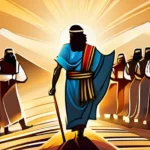 A dynamic illustration depicting Moses leading the Israelites out of Egypt, symbolizing the liberation and faith of the Christian people. - Exodus Story Christianity