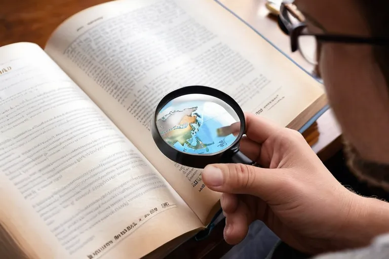 A person holding a book titled 'Religions of the World' with a magnifying glass over it. - religious affiliation