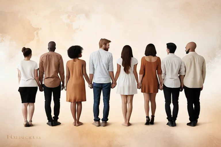 A diverse group of individuals standing together, symbolizing unity and understanding despite their differing beliefs. - religious beliefs, God, belief systems